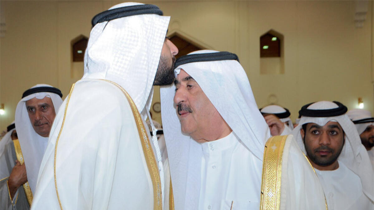 Shaikh Saud bin Rashid receives well-wishers at his palace in Umm Al Quwain. 