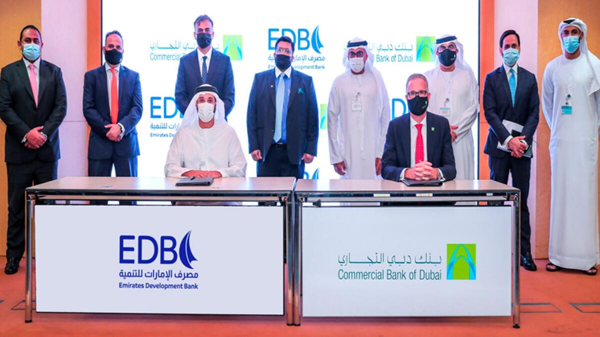 Ahmed Mohamed Al Naqbi, chief executive officer of EDB, signed the MoU with Dr. Bernd van Linder, chief executive officer at CBD. — Supplied photo