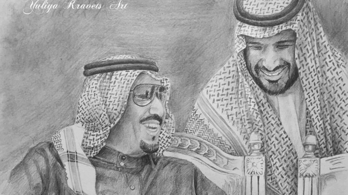 The Custodian of the Two Holy Mosques, King Salman bin Abdulaziz of Saudi Arabia with his son, Deputy Crown Prince Mohammed bin Salman.