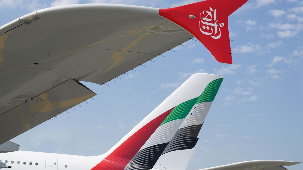 In this latest design, the UAE flag on the Emirates tailfin is much more dynamic and flowing with a 3D effect artwork, and the wingtips have been painted red with the Emirates logo in Arabic calligraphy “popping” out in reverse white. - Supplied photo