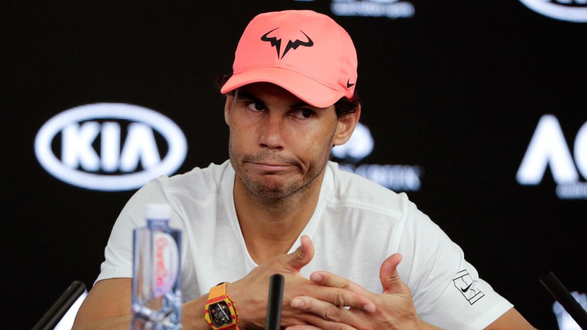 Spain's Rafael Nadal at a press conference. — AP