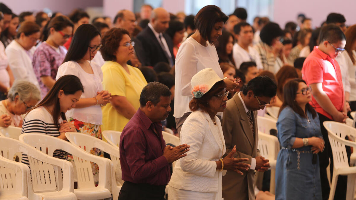 MASS Christians celebrates Easter Sunday by attending a mass at St. Joseph Church in Abu Dhabi