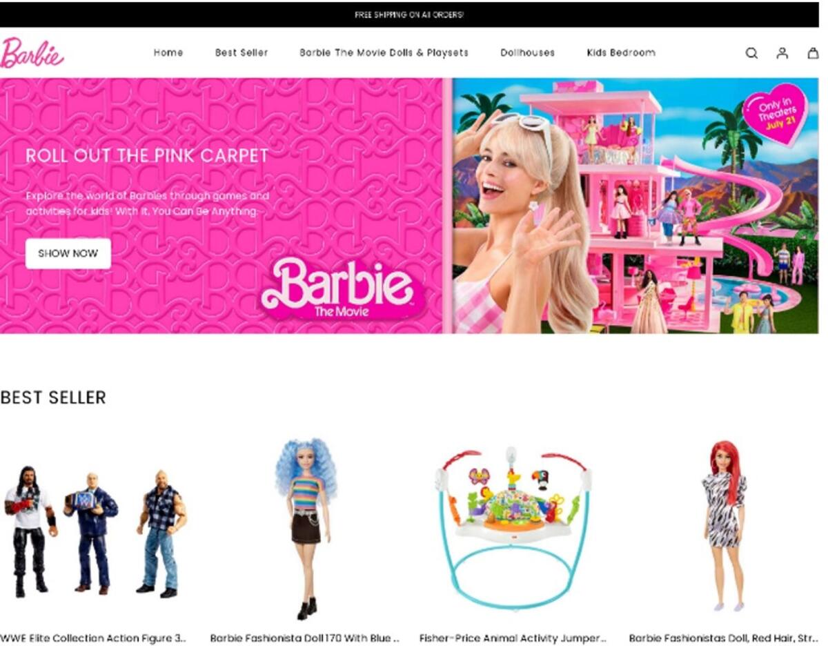 One of the fraudulent pages lures users with special offers on Barbie dolls coinciding with the movie launch. — Supplied photo