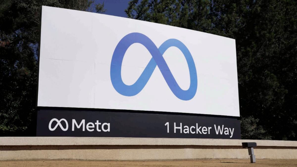 Meta sign at the company headquarters in Menlo Park, California. — AP file