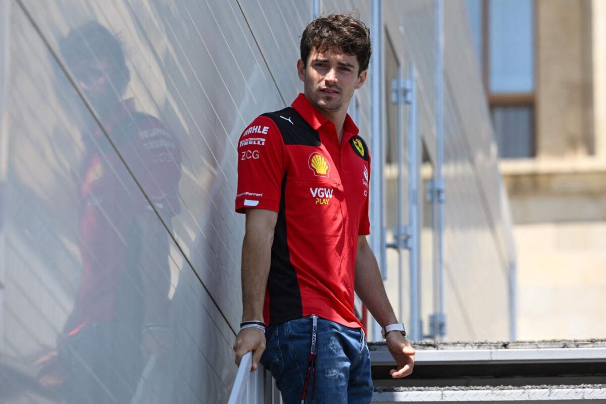 Ferrari's Monegasque driver Charles Leclerc at the Baku City Circuit ahead of the Formula One Azerbaijan Grand Prix in Baku on Thursday. — AFP