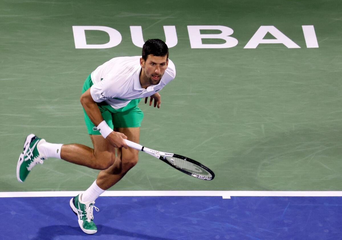 Serbia's Novak Djokovic during the Dubai Duty Free Tennis Championships last year. — AFP