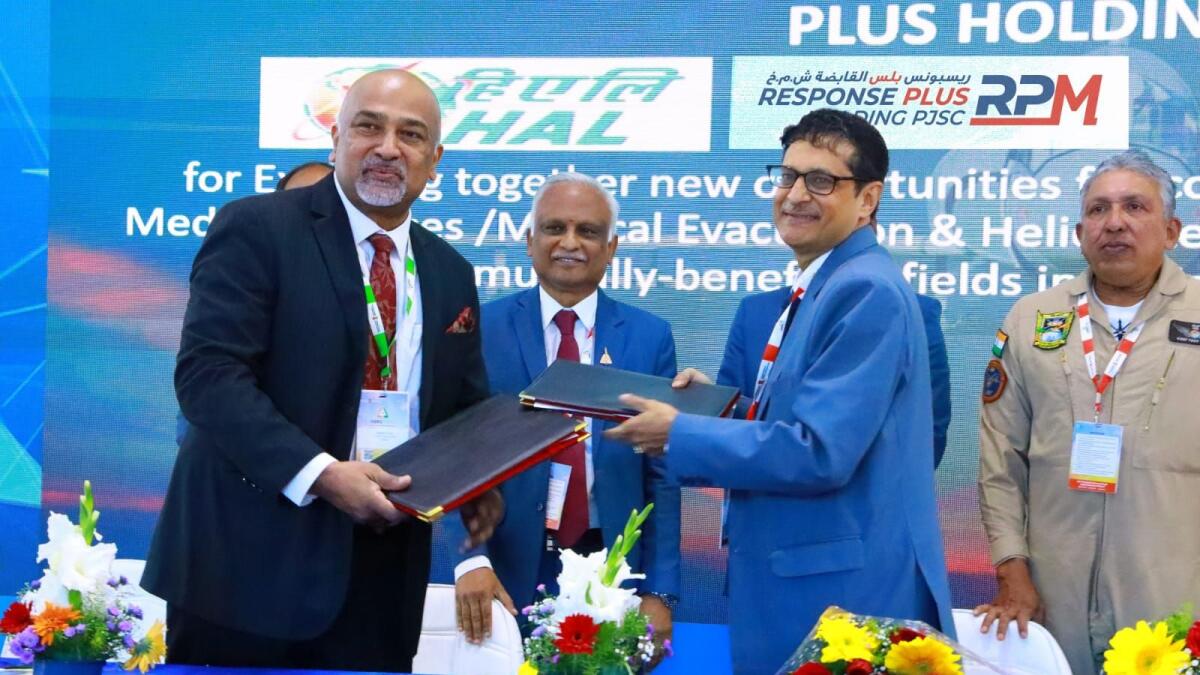 UAE’s Response Plus Holding (RPM) and India’s state-owned Hindustan Aeronautics Limited (HAL) will explore new opportunities for cooperation in the areas of emergency medical services. — Supplied Photo