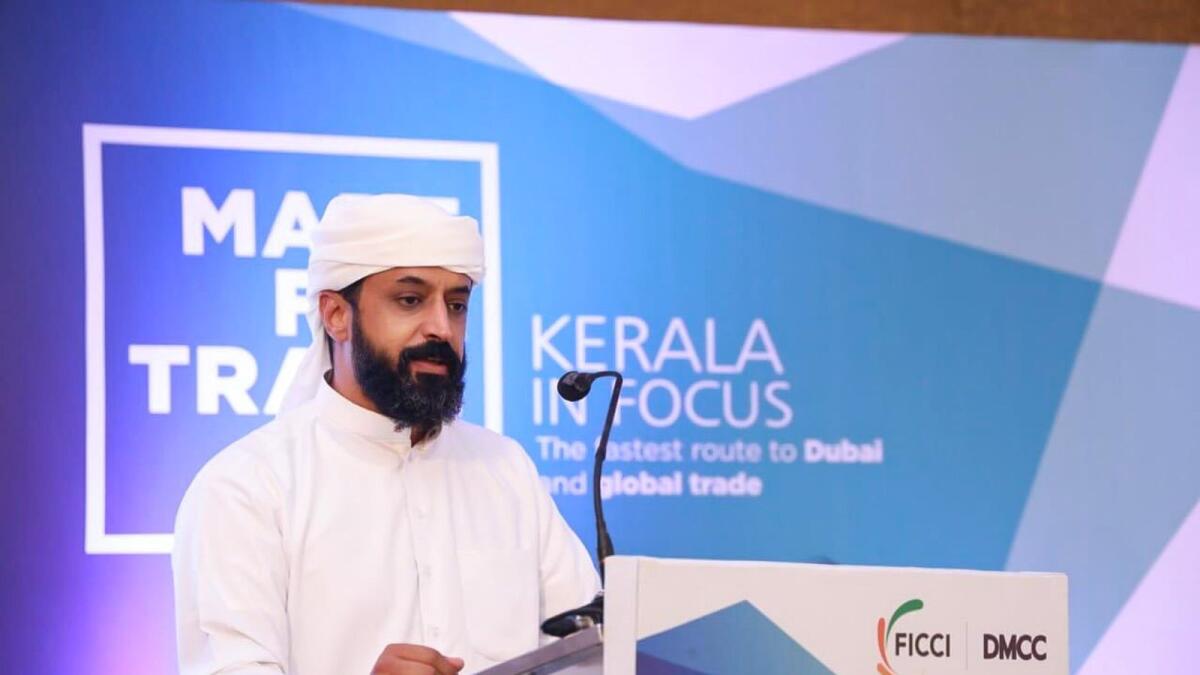 Ahmed bin Sulayem, executive chairman and chief executive officer, DMCC, addressing the roadshow in Kerala. — Supplied photo 