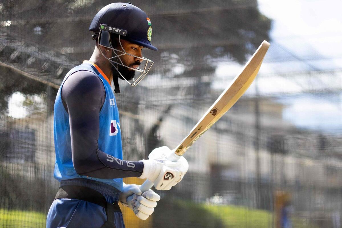 India captain Hardik Pandya takes part in a training session. (AFP)