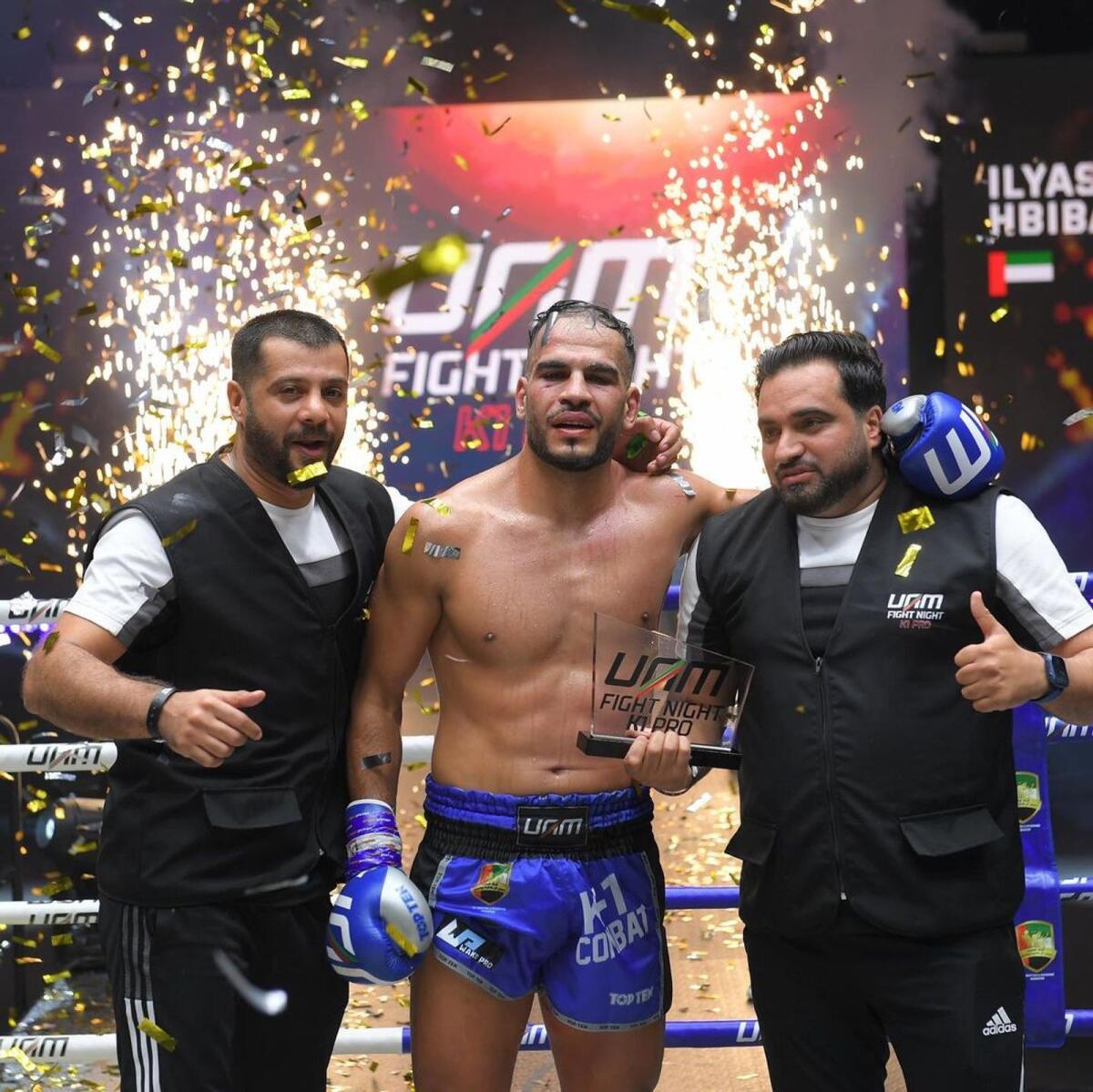 UAE champion Ilyas Habibali (centre) after the bout. — Instagram