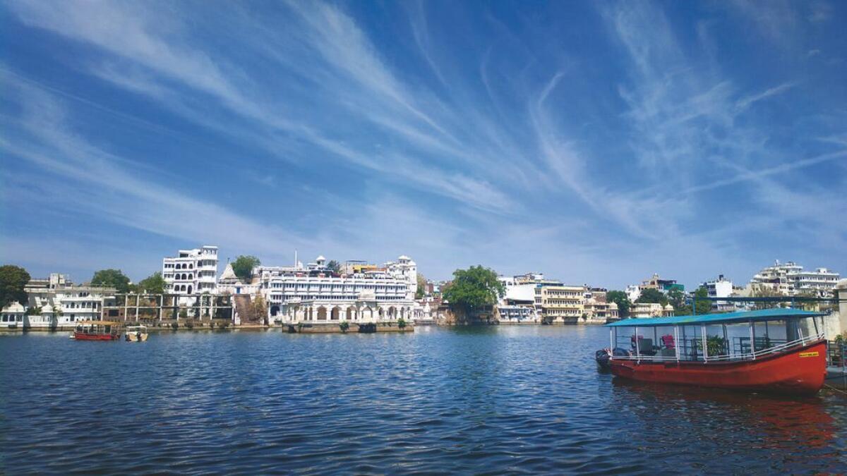 One of the many boats that offer sunset cruises on Lake Pichola