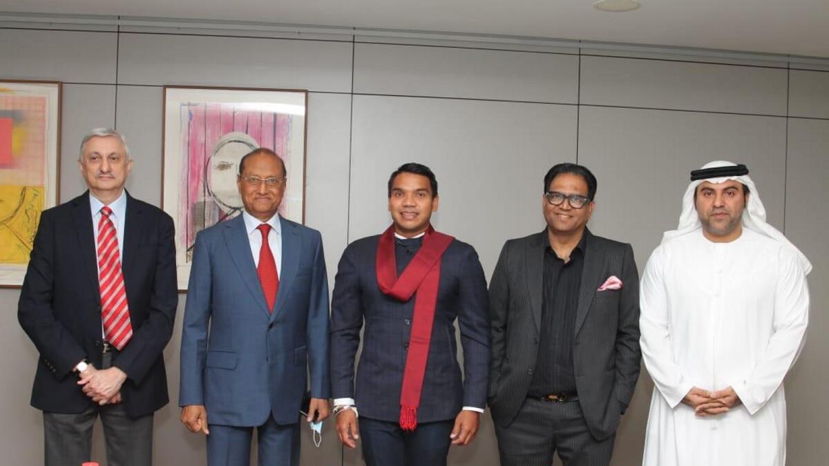 Shaji Ul Mulk with Sri Lanka’s Youth and Sports Minister Namal Rajapaksa (third from left). — Supplied photo