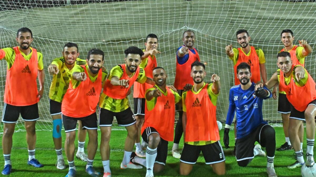 Members of the UAE team pose during a training session in Dubai. (UAE National Team Twitter)