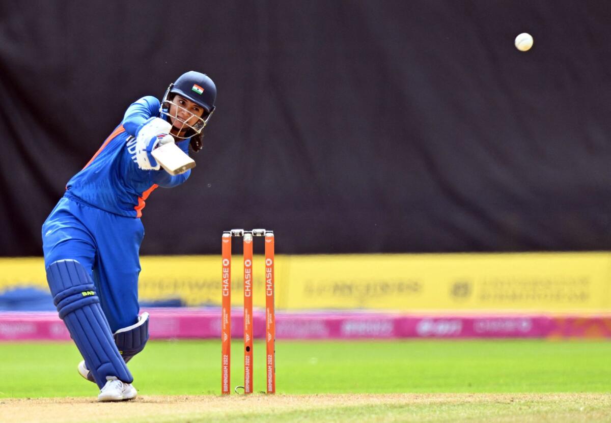 India's Smriti Mandhana plays a shot during the Twenty 20 game against Pakistan in the Commonwealth Games at Edgbaston on Sunday. — AFP