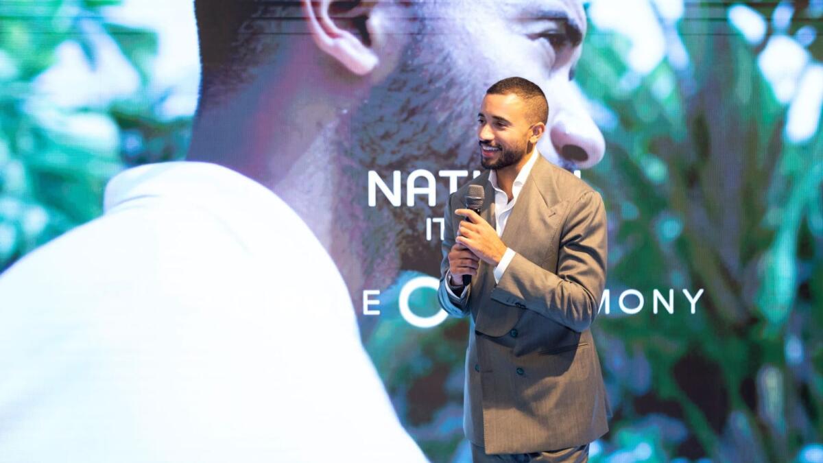 Pasquale Junior Natuzzi, chief creative officer of Natuzzi Italia speaking at the event held at the Natuzzi Italia store in Dubai