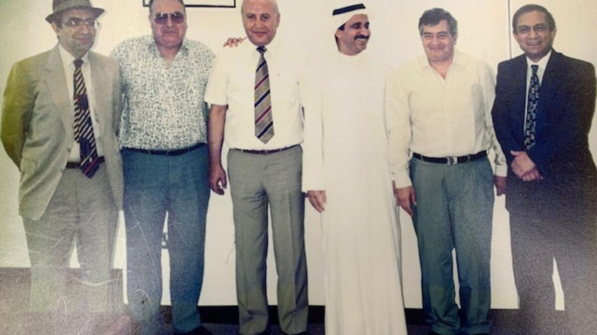 Dr. Ahmed Zohbi, second left, with other Abu Dhabi chief pharmacists who took on the role after him. Pic was taken in 1993. Photo: Supplied