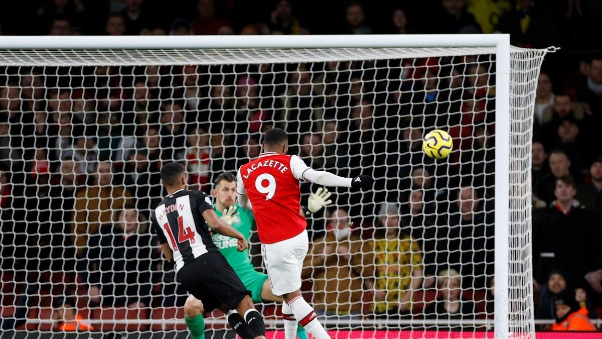 Arsenal's Alexandre Lacazette scores a goal against Newcastle