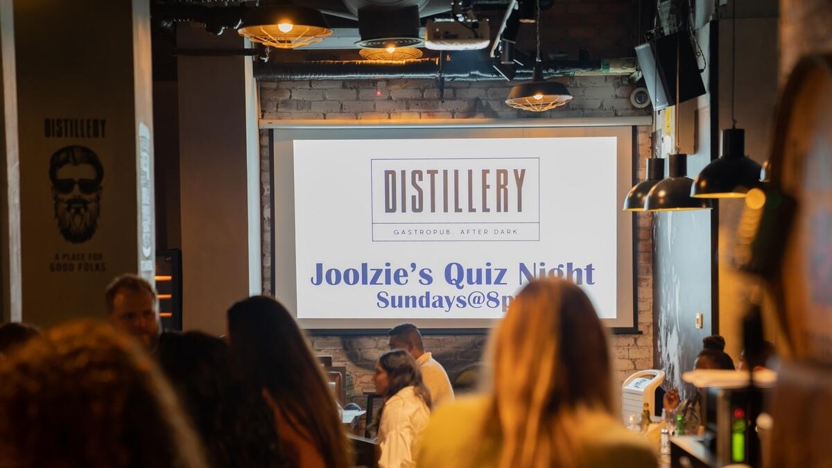 BY: DISTILLERY, DOWNTOWN DUBAI.From tonight, and taking place every Sunday from 8pm, teams of up to four players can head down to Distillery for a brilliant quiz night. The Distillery Quiz Night hosted by Julia Jane Stead (AKA Quiz Mistress Joolzie), will test you on wide-ranging trivia including everything from general knowledge and music, to movies, geography and history. To enter, there is a Dh99 minimum spendrequirement per person.On: From 8pm