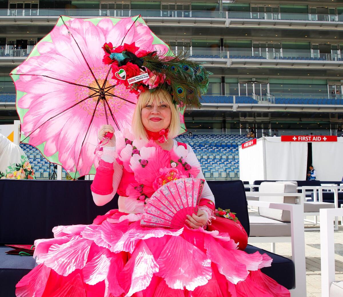 A visitor at the 2019 Dubai World Cup at Meydan Racecourse
