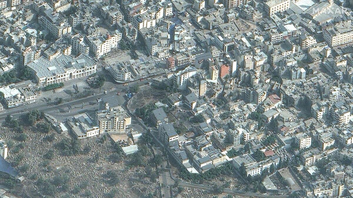 A satellite image shows Al Ahli hospital, amid the ongoing conflict between Israel and the Palestinian group Hamas. — Reuters file