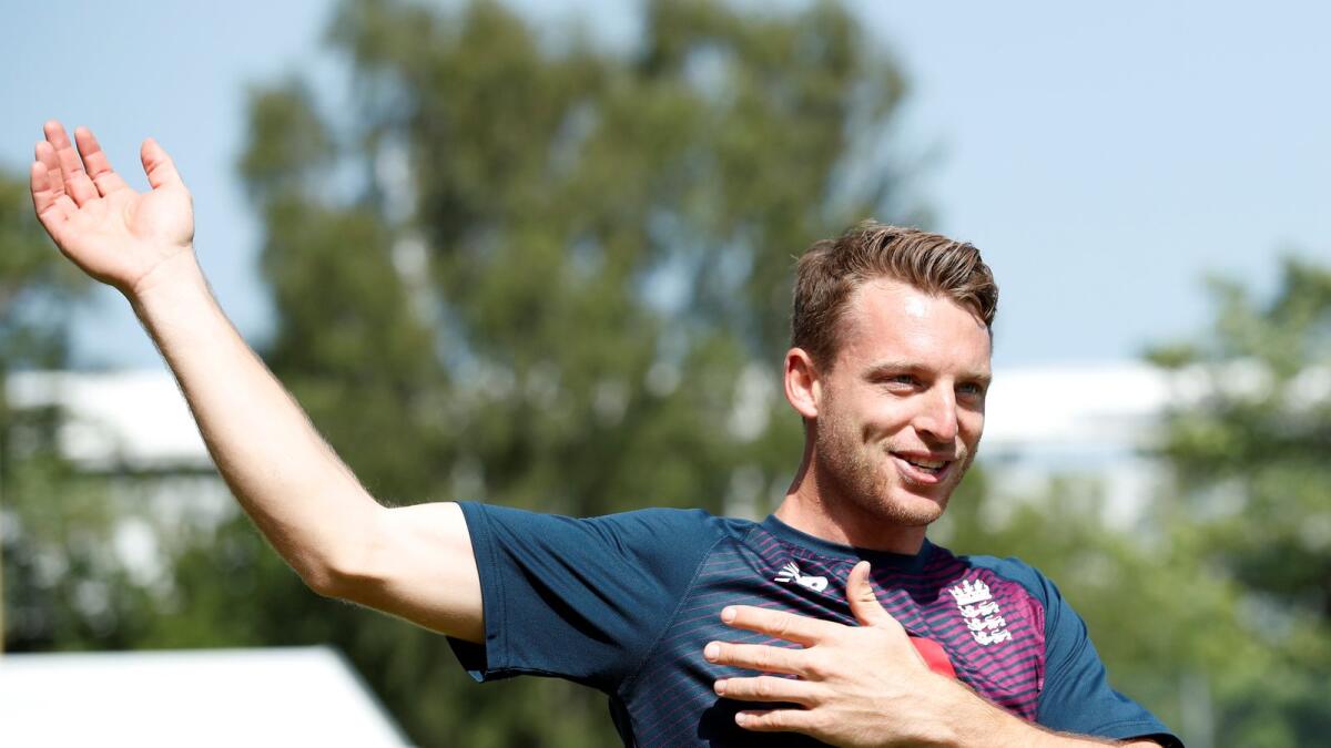England's Jos Buttler during a net session. (Reuters)