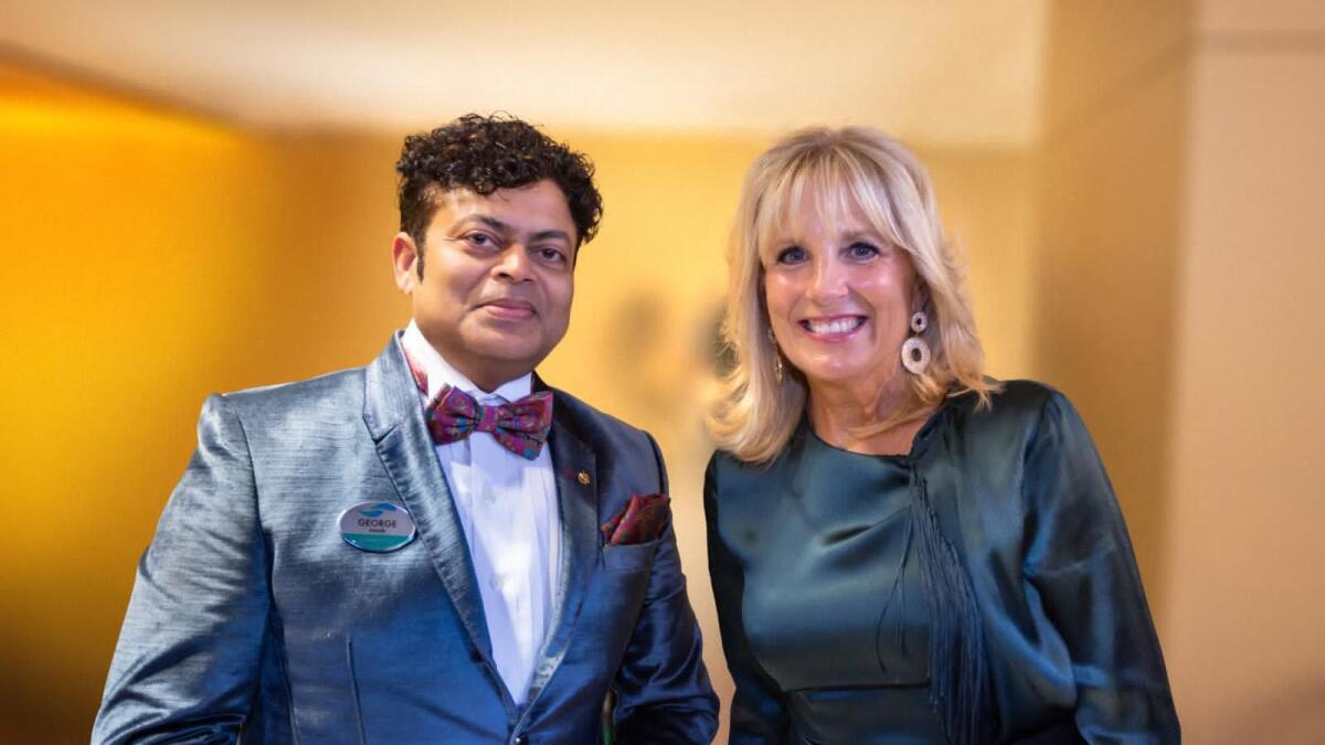 US-based environmentalist George Jacob with first lady of the United States, Jill Biden. —Supplied photos 