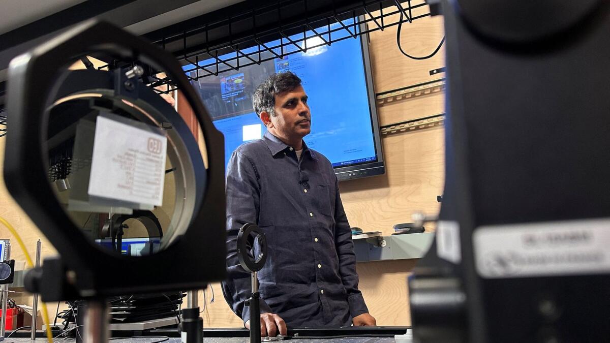 Mahesh Krishnaswamy, leader of Taara, a project in Alphabet's so-called “moonshot factory” X, looks on as he stands in a lab, in Mountain View, California, on June 21, 2023. Photo: Reuters