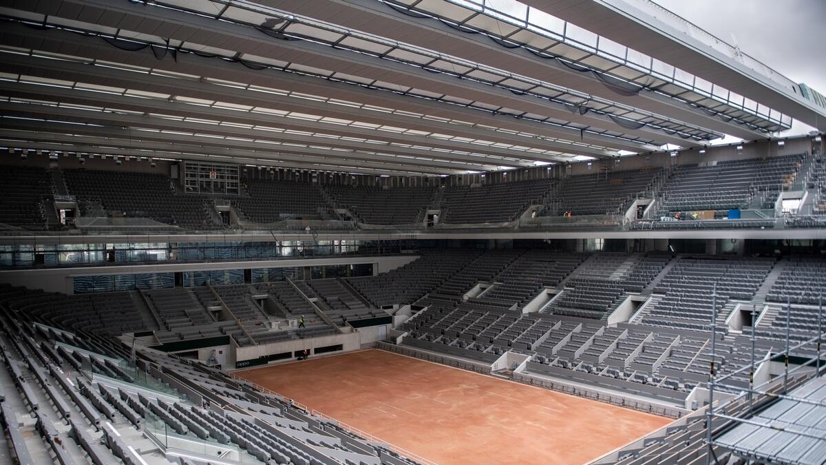 NO ACTION: Newly built roof of the Philippe Chatrier centre court at Roland Garros stadium in Paris.