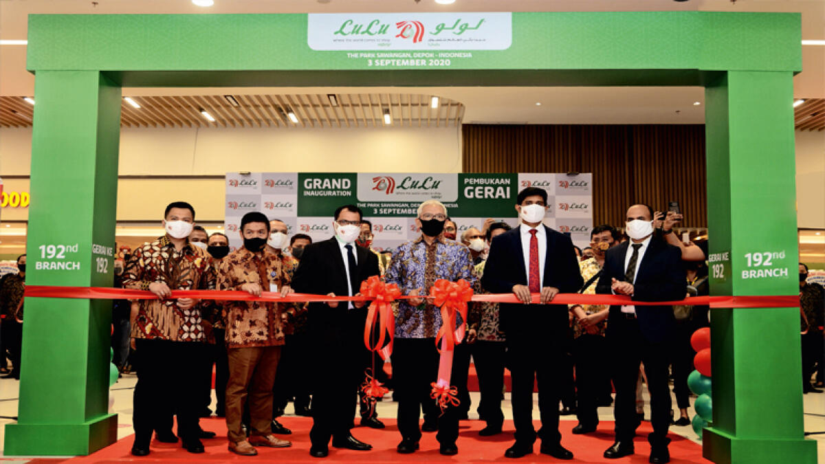 NEW BEGINNINGS: Dr Rudy Salahudin, Indonesian deputy  minister for creative economy and SME, inaugurating the 192nd LuLu Hypermarket at the Park Mall in West Java, Indonesia, in the presence of Shaji Ibrahim, regional director of LuLu Indonesia, Biju Satya, president director of LuLu, and other dignitaries.
