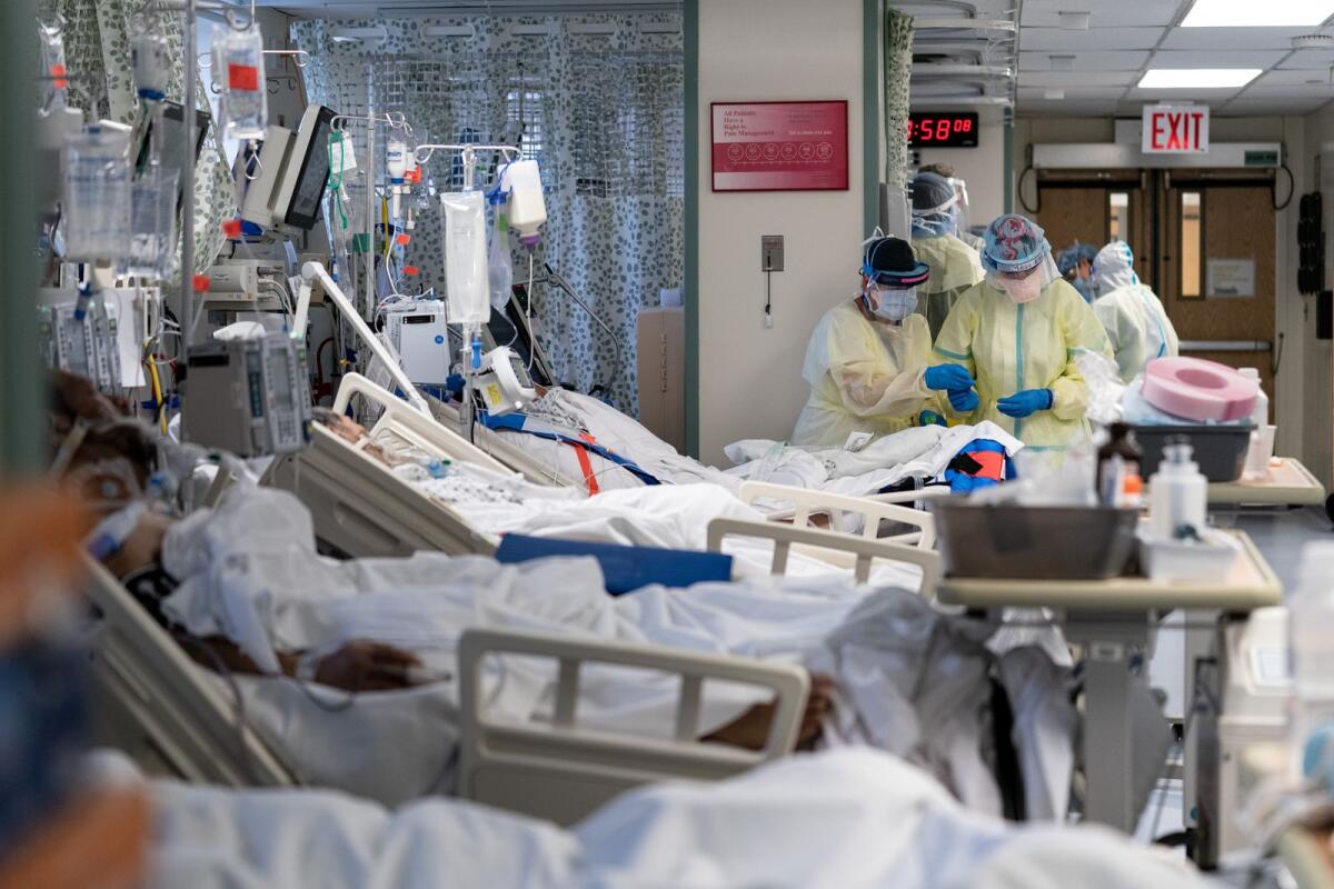 A ward for Covid-19 patients at Elmhurst Hospital in Queens on May 8, 2020. (Erin Schaff/The New York Times)