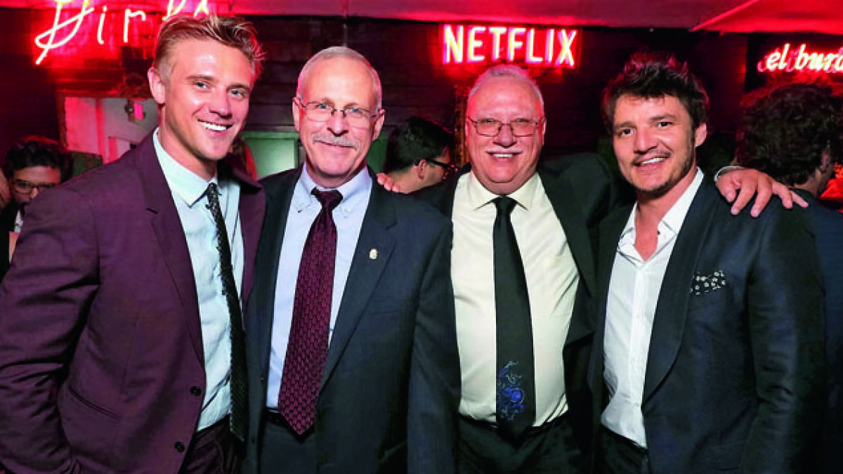 REEL DRAMA: (from left to right) Boyd Holbrook, Steve Murphy, Javier Peña and Pedro Pascal