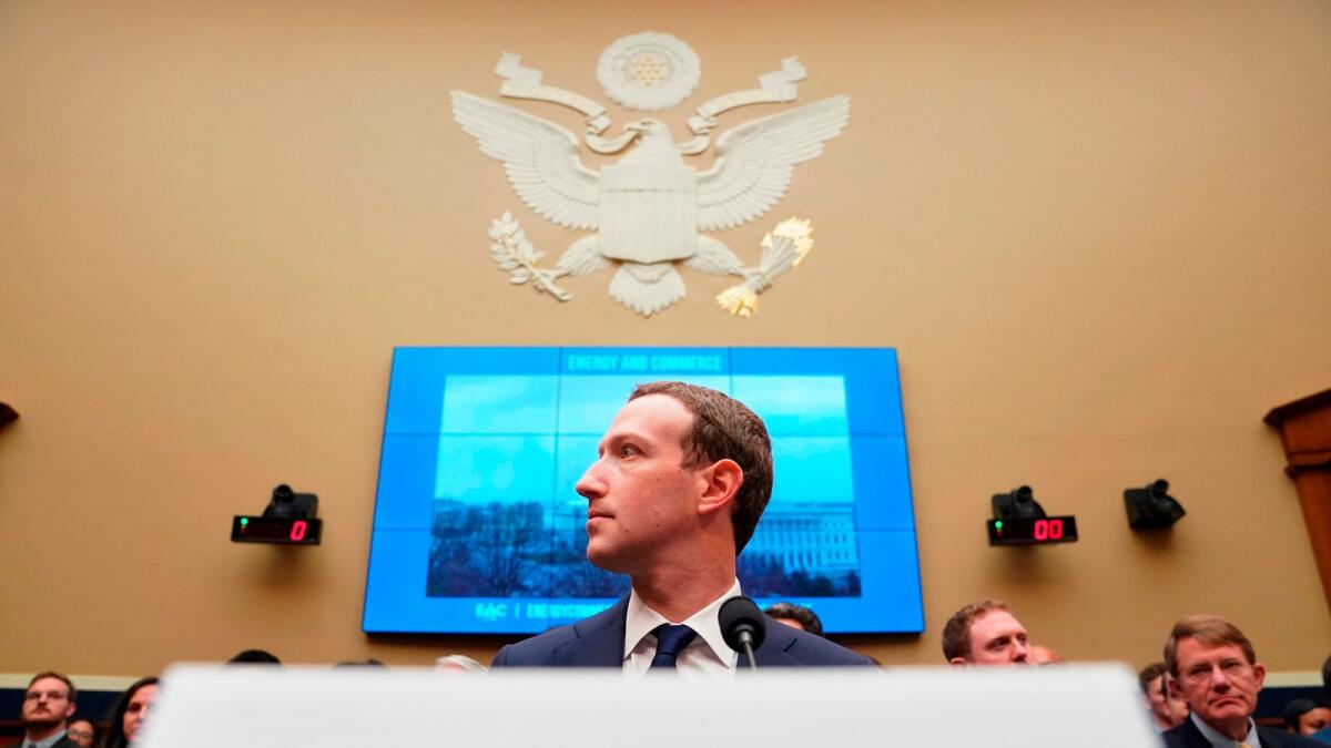 Facebook CEO Mark Zuckerberg testifies before a House Energy and Commerce hearing on Capitol Hill in Washington, about the use of Facebook data to target American voters in the last elections and data privacy. AP photo