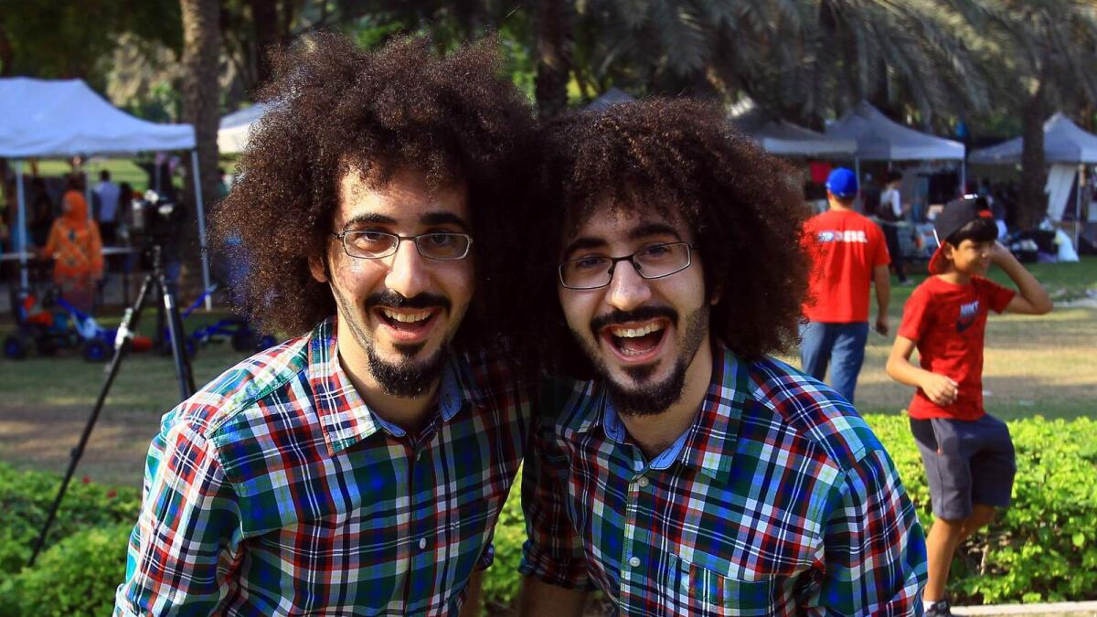 YouTube artists Abdullah and Noor  at a meet and greet event in  Zabeel Park, Dubai on Friday.