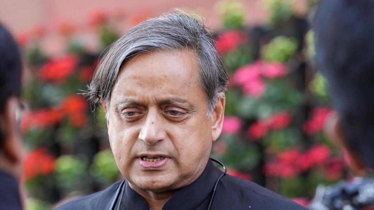 Congress MP Shashi Tharoor at Parliament House complex during Budget Session in New Delhi on Friday, February 3, 2023. — PTI
