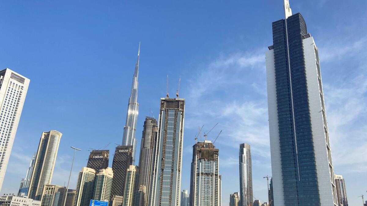 A general view of the Burj Khalifa skyline in Dubai. Demand for office space has been concentrated across prime properties, leading to limited availability and an increase in rents. — Reuters