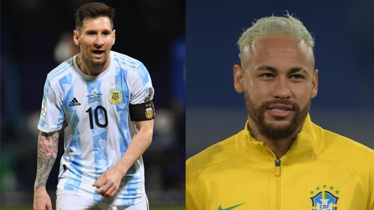 Former Barcelona teammates Lionel Messi and Neymar will battle for glory in the Argentina-Brazil Copa America final on Saturday. (AFP)