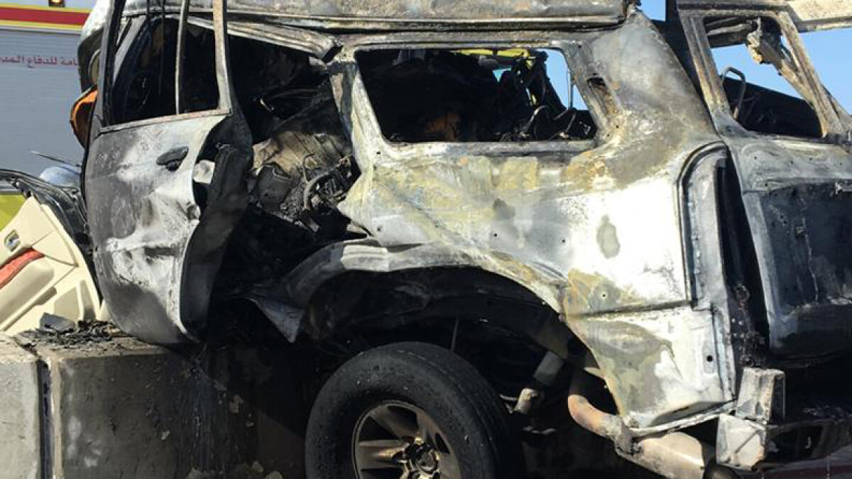 Man killed after car bursts into flames in UAE road accident