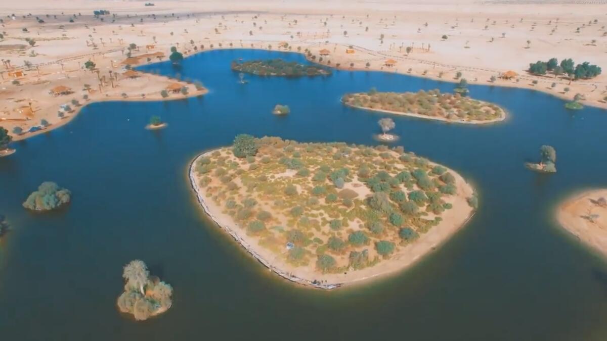 Screengrab from a video shows a bird's-eye view of the lake.