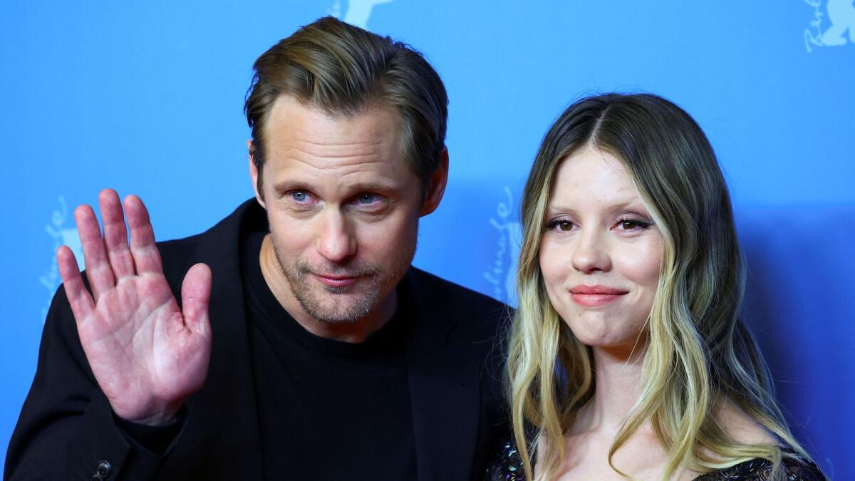 Cast members Alexander Skarsgard and Mia Goth pose on the red carpet at the 73rd Berlinale International Film Festival (Photo: Reuters)