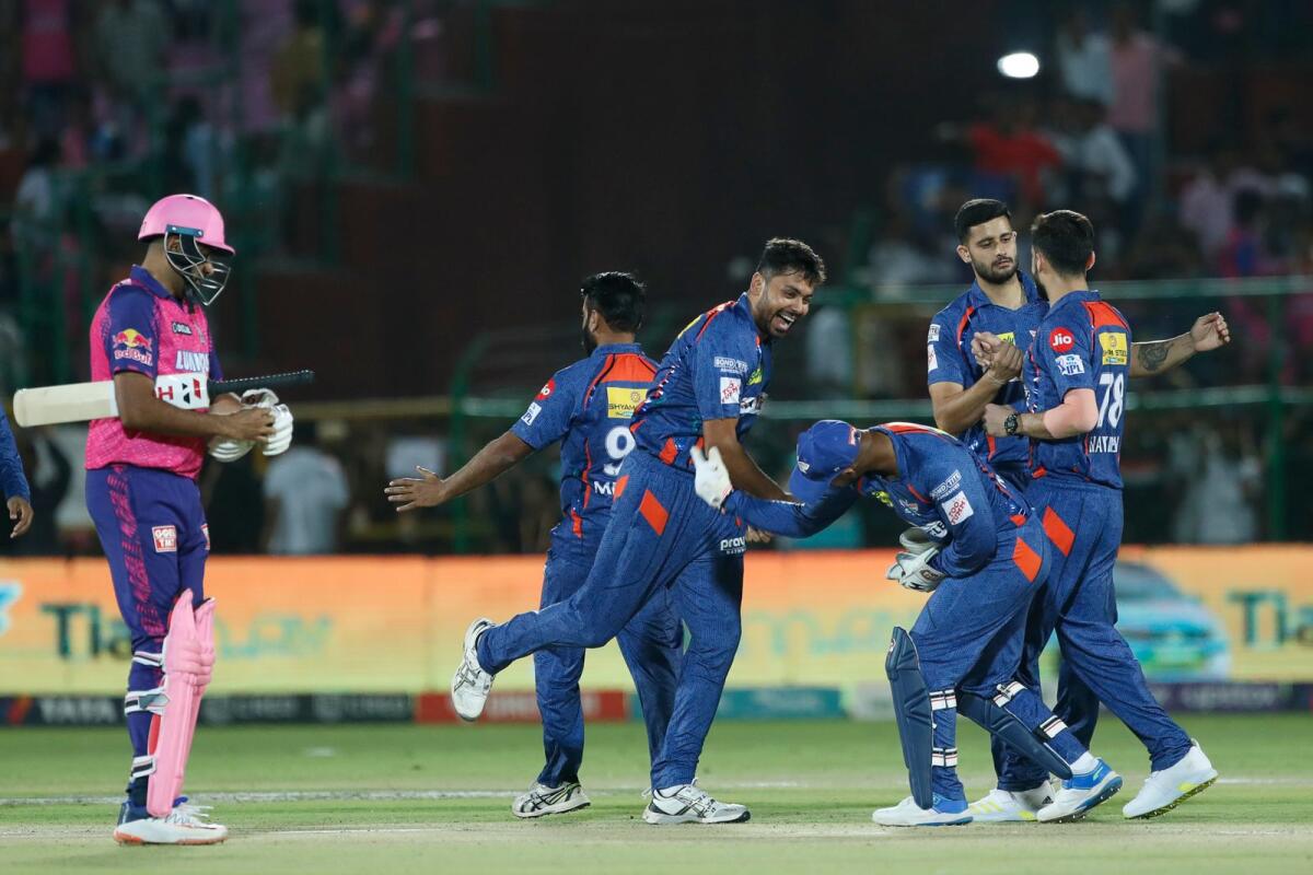 Lucknow Super Giants players celebrate their victory over Rajasthan Royals. — IPL