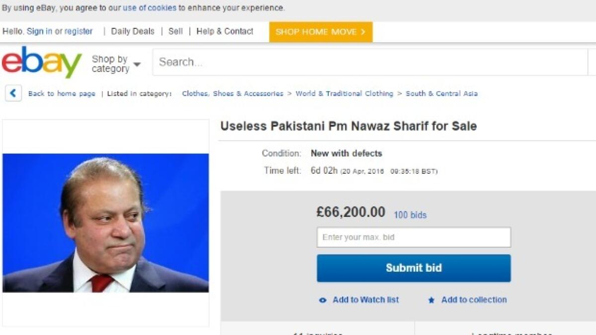 Useless Pakistani PM put up for sale on eBay