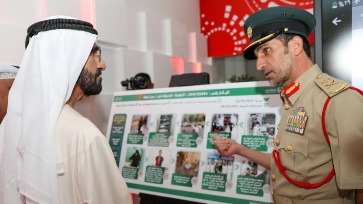 Sheikh Mohammed, visits, smart police station, Dubai, General Dhahi Khalfan Tamim, Al Murraqabat Police Station, 