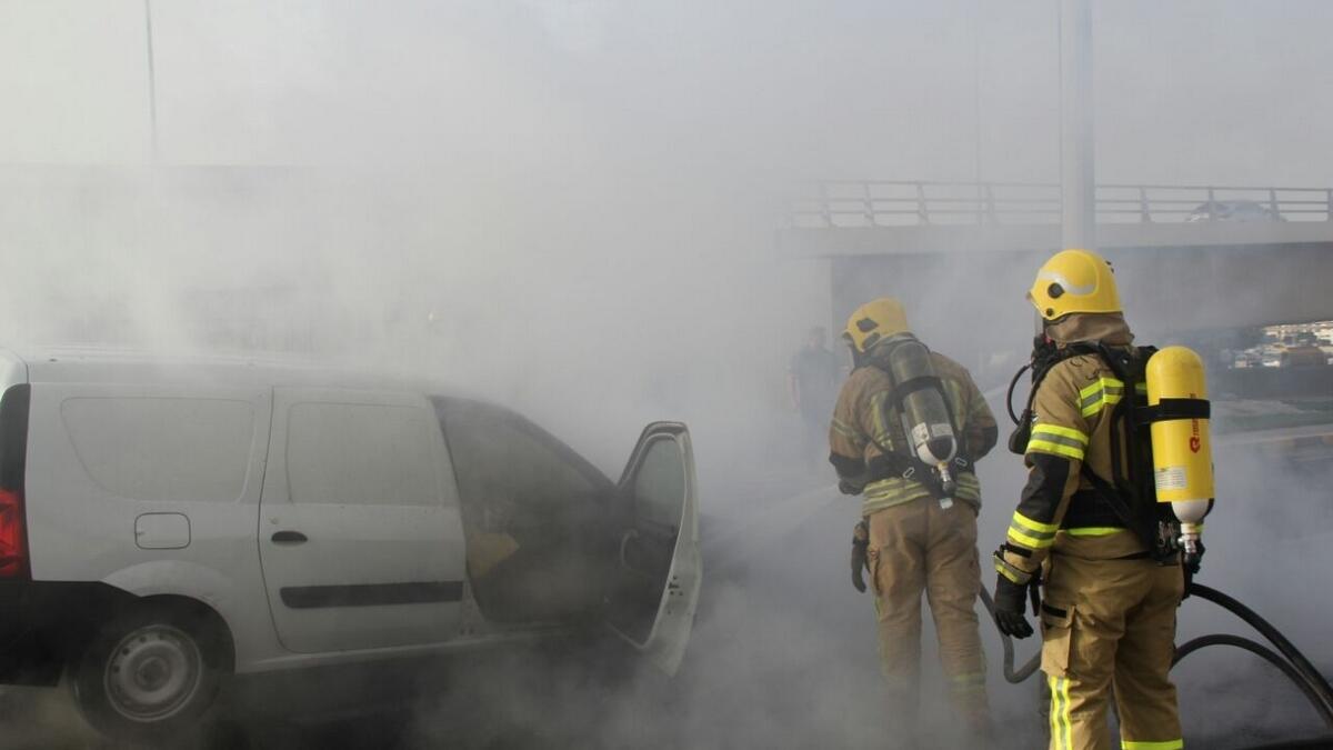 Firefighters put out vehicle blaze near Ajman school
