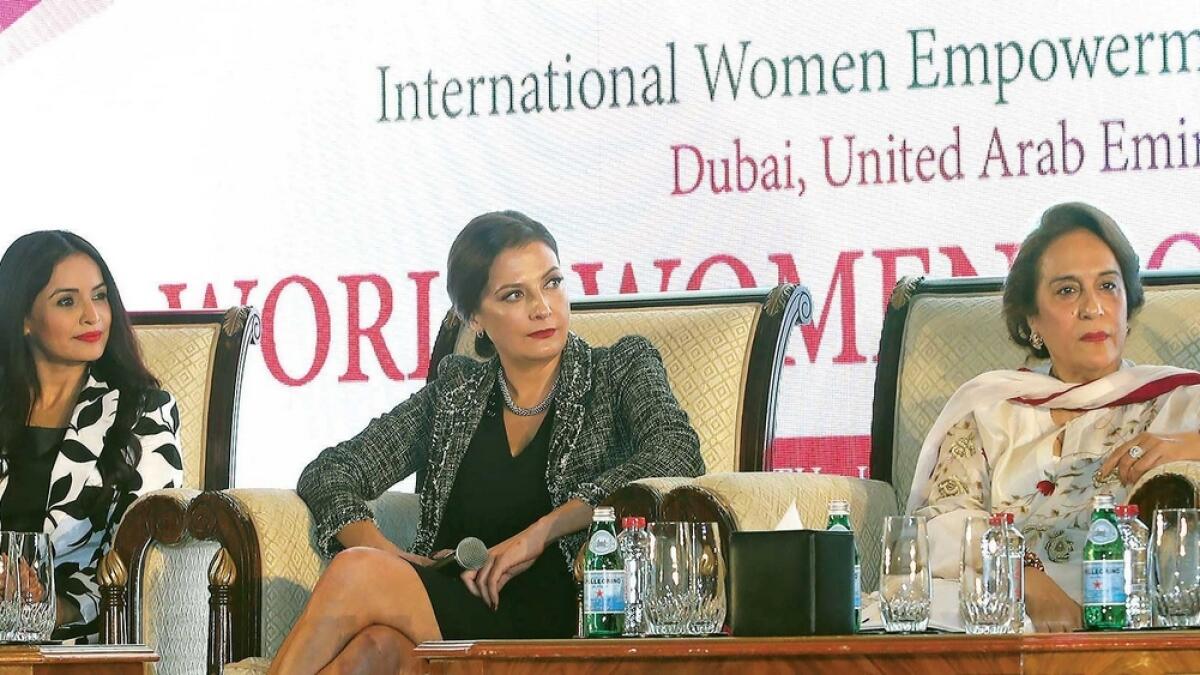 Ruby Dhalla, Dawn Metcalfe and Bubbles Kandhari during the International Women Empowerment Programme.-Photo by Dhes Handumon