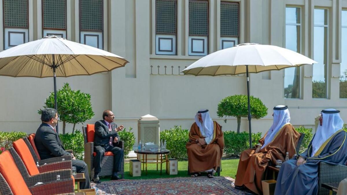 Bahrain Royals and officials receive MA Yusuff Ali in Bahrain. — Supplied photo