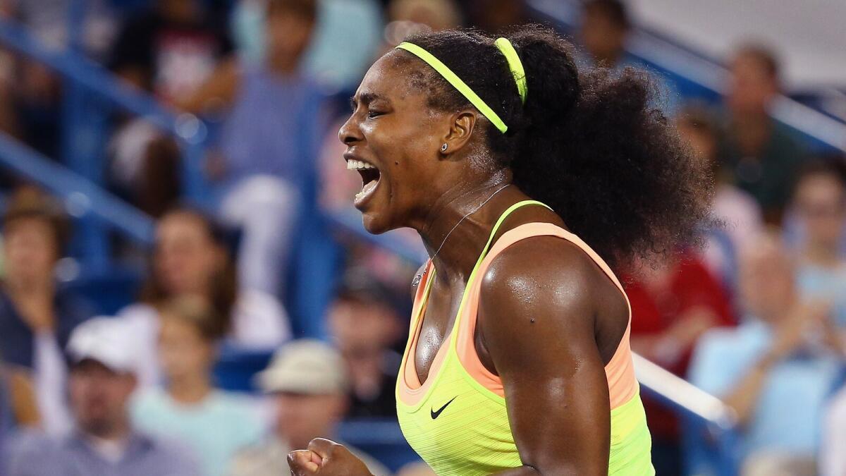 Serena reacts during her match against Elina Svitolina. — AFP