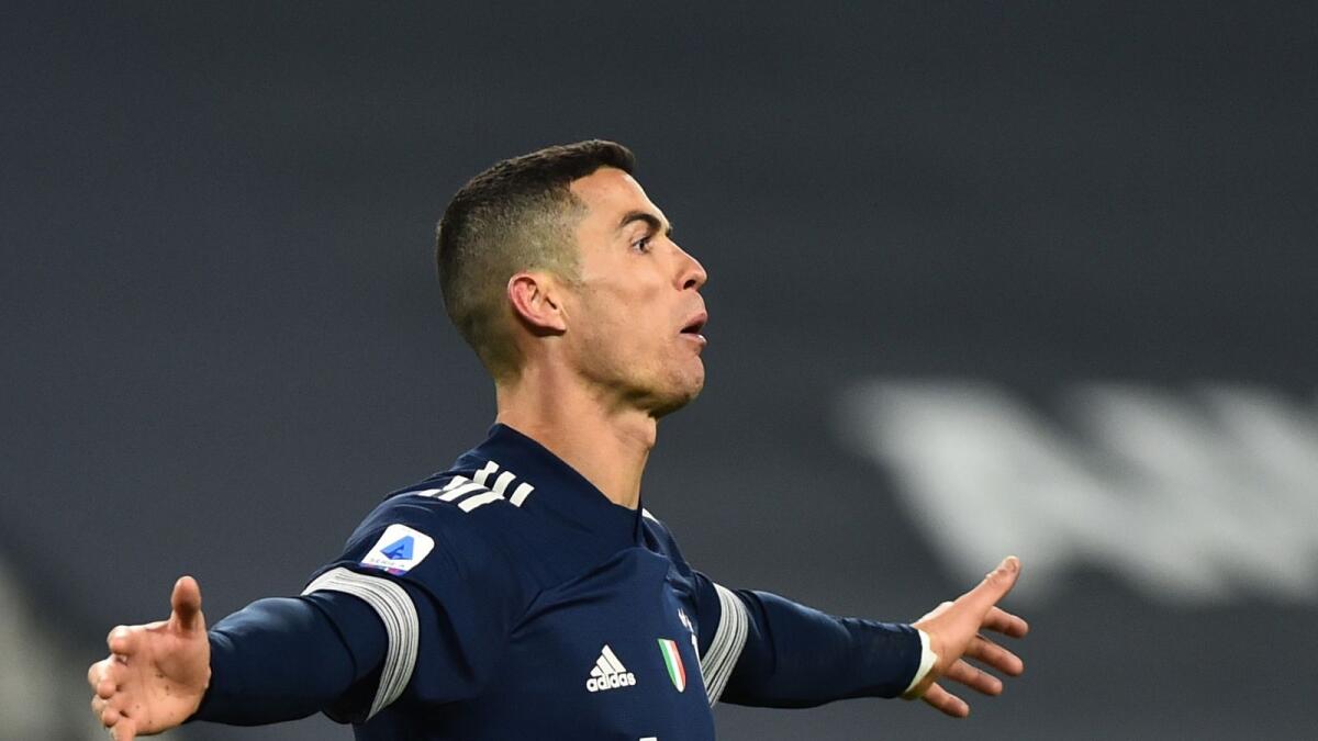 Cristiano Ronaldo celebrates his goal against Sassuolo. — Reuters