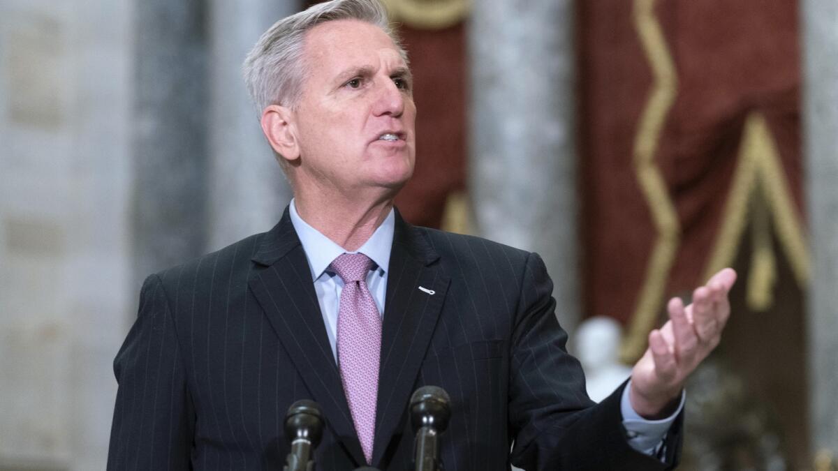 House Speaker Kevin McCarthy insists that the debt, so huge it defies most people’s grasp, is already breaking the economy. - AP file