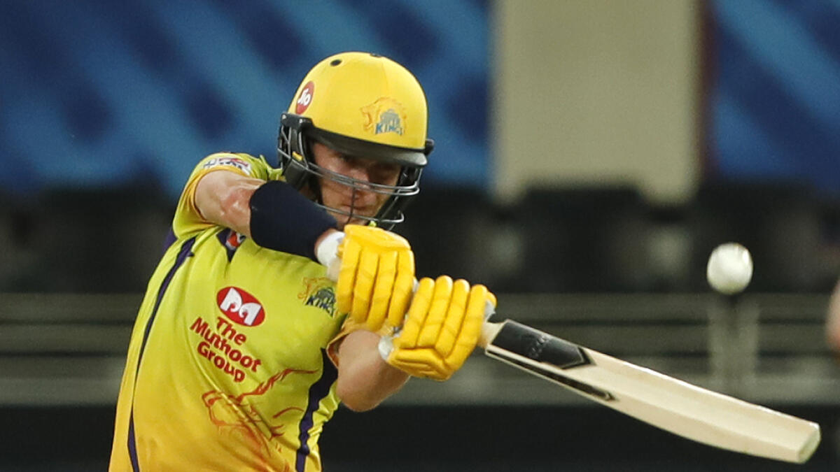 Sam Curran of Chennai Super Kings plays a shot against Sunrisers Hyderabad. (IPL)
