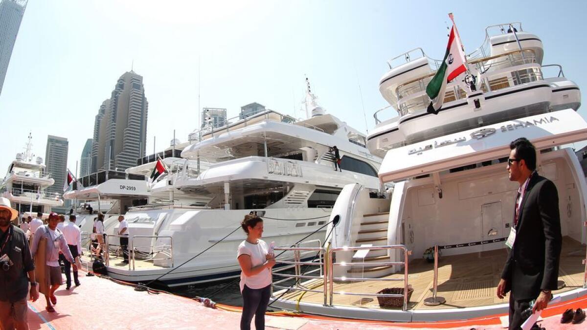 Visitors at the 25th edition of Dubai International Boat Show in Dubai. -Photo by Juidin Bernarrd/ Khaleej Times